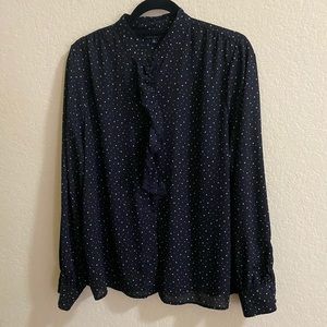 WHO WHAT WEAR- Black Blouse w/ White Stars